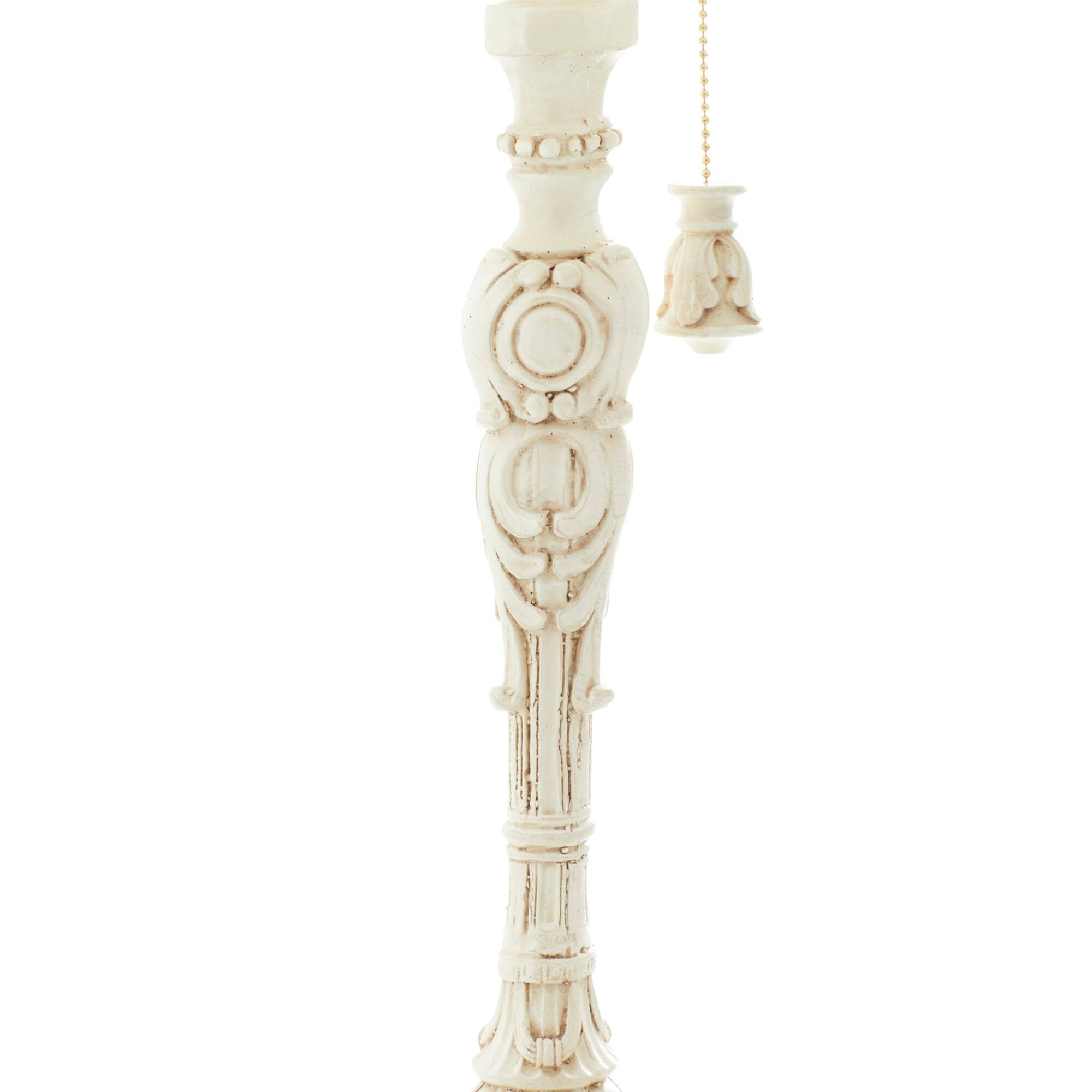 White Polystone Coastal Buffet Lamp 7" x 7" x 31"